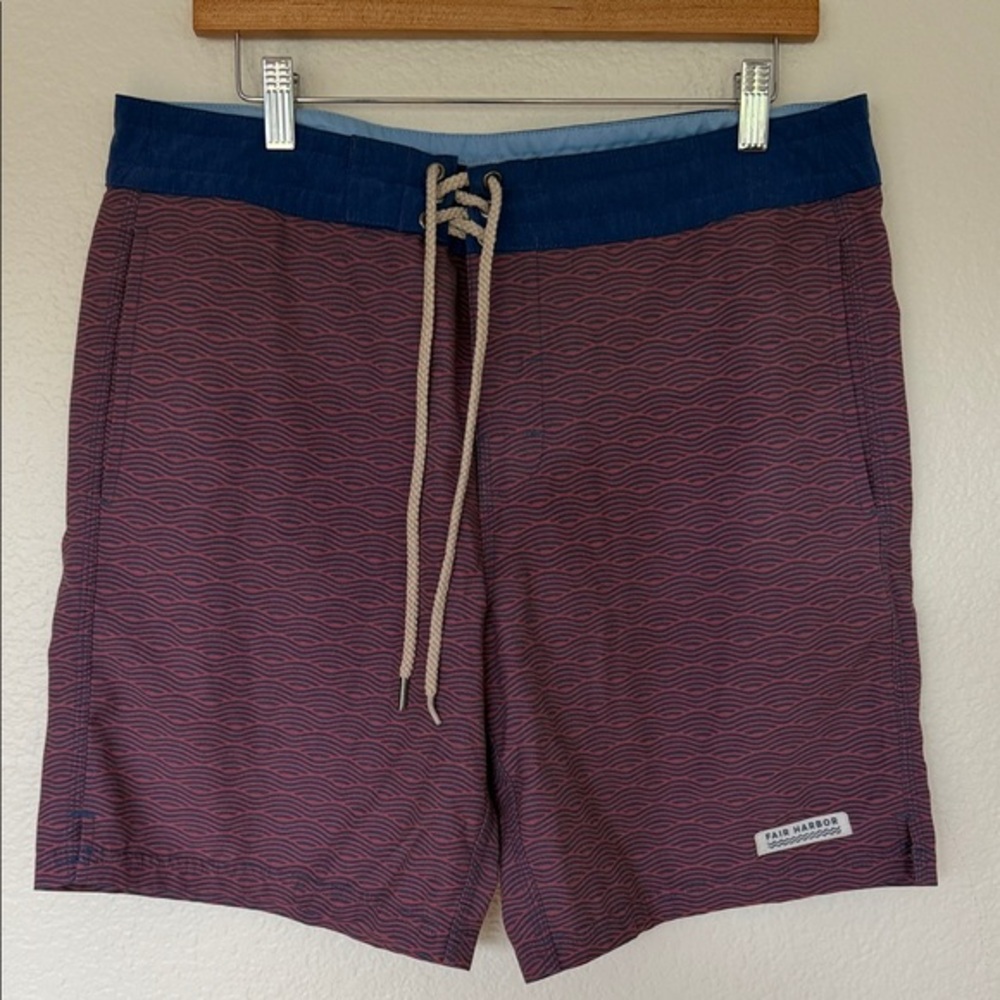 Fair Harbor Blue and Red Swim Shorts